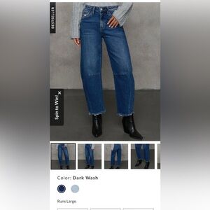 Vici Dark Wash Barrell Leg Jeans